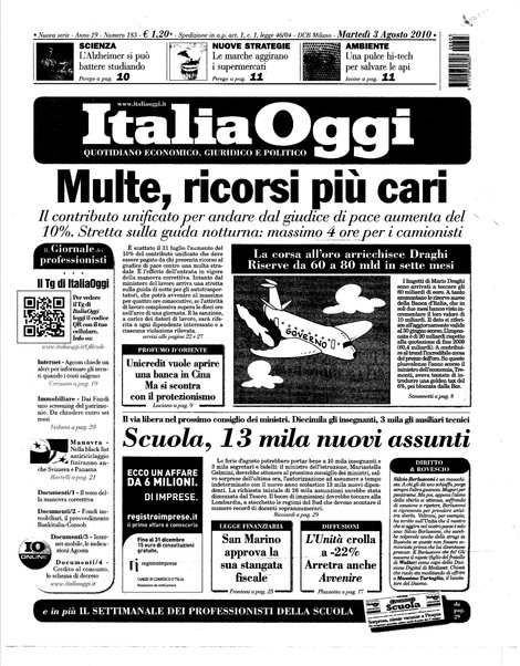 Italia oggi : quotidiano di economia finanza e politica